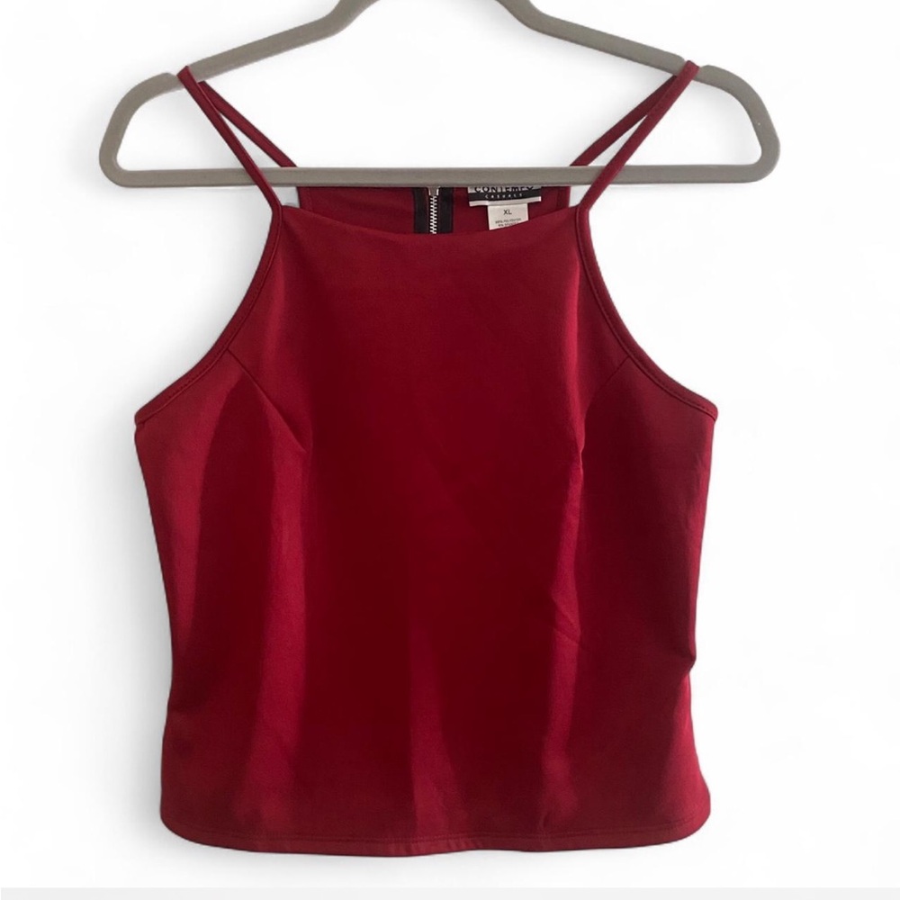 VINTAGE Y2K NWT CONTEMPO CASUALS RED CROPPED TANK TOP ZIPPER BACK SIZE XL